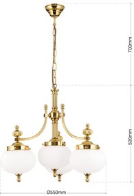 Lustra suspendata eleganta stil clasic Nostalgie 4L alama lucios/opal