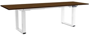 Masă înălțime reglabilă OfficeTech Strong 240 x 80 cm, picioare albe, nuc