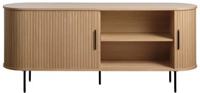 Comodă joasă cu aspect de lemn de stejar cu ușă glisantă 76x180 cm Nola – Unique Furniture