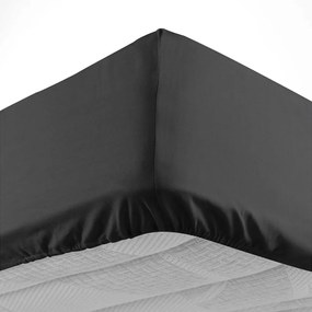 Cearceaf negru din bumbac cu elastic 180x200 cm Lina – douceur d'intérieur