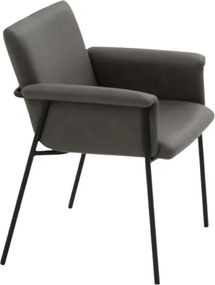 Scaun tip fotoliu Ramira, piele ecologica, structura metalica - GRI ANTRACIT