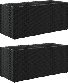 vidaXL Jardiniere grădină 2 ghivece 2 buc. negru 72x30x32 cm poliratan
