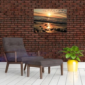 Tablou pe sticlă - Apus de soare, ocean (70x50 cm)