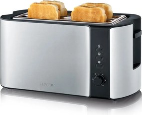 Severin AT 2590 - Prăjitor de pâine cu 4 fante, 1400 W/230 V, oțel inoxidabil/negru