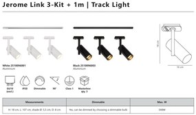 Set, Sina 1 metru Nordlux Link cu 3 Spoturi directionabil Jerome negru