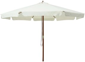 vidaXL Umbrelă soare de exterior, stâlp din lemn, alb nisipiu, 330 cm
