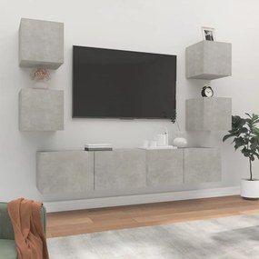 vidaXL Set dulap TV, 6 piese, gri beton, lemn prelucrat