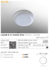 Spot LED incastrabil tavan/plafon baie LAMIR R 17 DIMM IP44 3000K