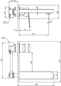 Alpinia Black baterie de lavoar montaj incastrat finisaj negru BGA_N54L
