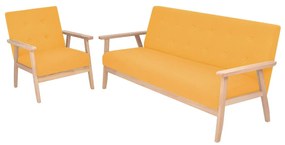 vidaXL Set de canapele 2 piese, textil, galben
