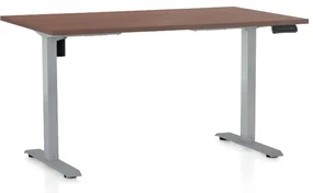 Masa inaltime reglabila OfficeTech B, 140 x 80 cm, bază gri, nuca