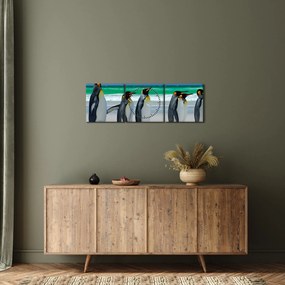 Tablou - Grup de pinguini regali (cu ceas) (90x30 cm)