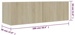 Comoda TV, stejar Sonoma, 100 x 30 x 30 cm, PAL 1, Stejar sonoma, 100 x 30 x 30 cm