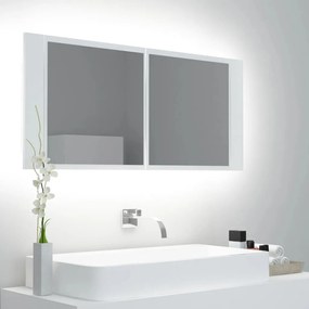 804980 vidaXL Dulap de baie cu oglindă și LED, alb, 100x12x45 cm, acril