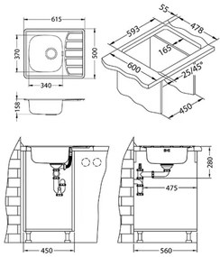 Chiuvetă de bucătărie ALVEUS 1098940 ZOOM 61,5x50 cm crom