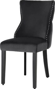 Set 2 scaune Stil Baroc, Catifea, Lemn, Negru, CASTLE DELUXE