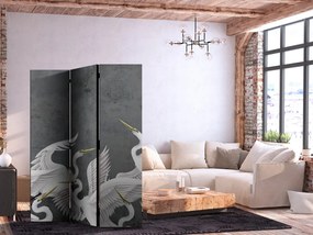 Paravan - Flutter of wings - white herons on dark grey background with texture