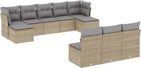 vidaXL Set canapele de grădină cu perne, 10 piese, bej, poliratan