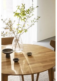 Masă de dining natural rotundă extensibilă din lemn masiv de stejar ø 120 cm Filippa – Rowico