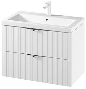 Set dulap baie suspendat 2 sertare lavoar inclus, 80 cm, alb mat, MDF, Cersanit Tirso 800x450 mm, Alb mat