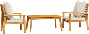 vidaXL Set mobilier de grădină cu perne, 3 piese, lemn masiv acacia