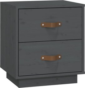 vidaXL Noptieră, gri, 40x34x45 cm, lemn masiv de pin