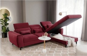 Colțar roșu extensibil/cu spațiu de depozitare cu tapițerie din catifea (cu colț pe partea dreaptă/cu șezlong) Foble – ELTAP