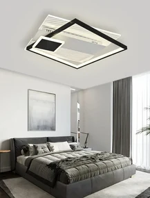 Lustra LED Cu Telecomanda, Elit's Esn R9051 S, 104W, Negru Alb