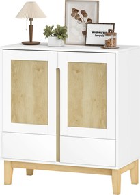 HOMCOM Bufet, mobilier de depozitare cu 2 uși, 2 sertare și raft reglabil, 80 x 40 x 86 cm, alb și stejar | Aosom Romania