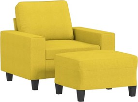 vidaXL Fotoliu canapea cu taburet, galben deschis, 60 cm, textil