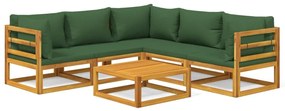 3155319 vidaXL Set mobilier de grădină cu perne verzi, 6 piese, lemn masiv