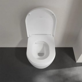Set vas wc suspendat, Villeroy &amp; Boch, Avento, direct flush, cu capac soft close, alb alpin