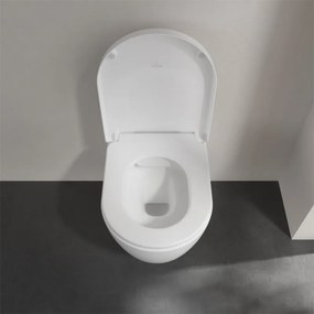 Set vas wc suspendat, Villeroy & Boch, Avento, direct flush, cu capac soft close, alb alpin