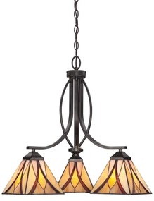 Elstead QZ-ASHEVILLE3 - Candelabru Tiffany ASHEVILLE pe lanț, 3xE27/60W/230V