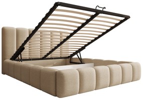 Pat tapițat Aura 180x200 cu spațiu depozitare - bouclé bej deschis Quelle 02