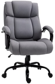 Vinsetto Scaun de birou, Scaun de șef ergonomic, Scaun de birou căptușit cu brațe, Scaun rotativ cu înălțime reglabilă și funcție de legănare, aspect de in, rezistent până la 220 kg, Gri deschis | Aosom Romania