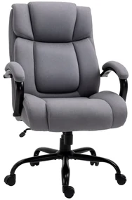 Vinsetto Scaun de birou, Scaun de șef ergonomic, Scaun de birou căptușit cu brațe, Scaun rotativ cu înălțime reglabilă și funcție de legănare, aspect de in, rezistent până la 220 kg, Gri deschis | Aosom Romania
