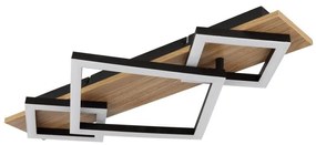 Plafoniera LED design slim BEATRIX I negru/lemn