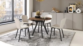 Mazzoni ALMO Nuc Elegant/picioare negre - MASĂ ROTUNDĂ EXTENSIBILĂ CU PICIOARE ÎN FORMĂ DE Y STIL LOFT PENTRU SALON/SUFRAGERIE