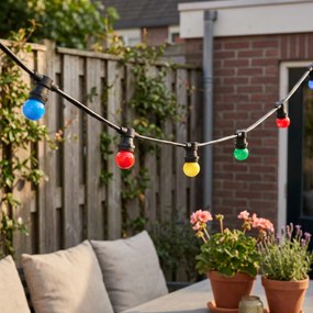 Ghirlandă luminoasă neagră conectabilă cu priză, 6m, incluzând 10 lumini multicolore E27 IP65 - Lubber