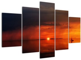 Tabloul apusului de soare cu barca (150x105 cm)