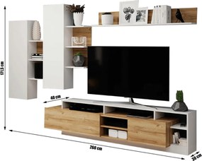 Mobilier living, stejar grandson/alb, ALICANTE