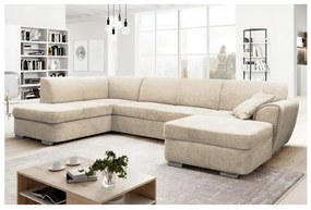 Colțar extensibil SERPA în formă de U, cu spațiu de depozitare, stânga, bej