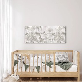 Tablou - Plante tropicale pe perete gri (120x50 cm)