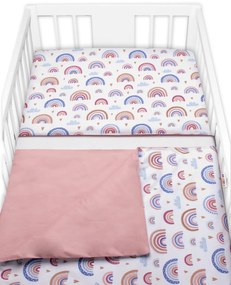 Baby Nellys 2-dílné lenjerie de pat din bumbac - Curcubeu, pastel cu imprimare/pulbere 120x90