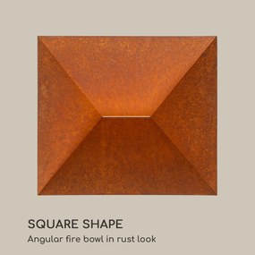 Desert Rust Square, șemineu, ghiveci, oțel, 52 x 46 cm, aspect ruginit