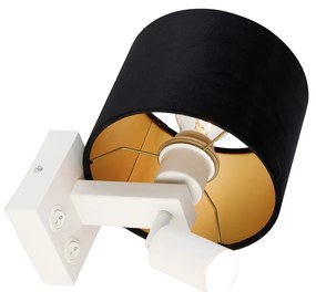 Aplică albă cu lampă de citit și abajur 18 cm negru - Brescia