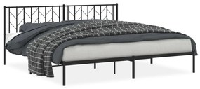 374444 vidaXL Cadru de pat metalic cu tăblie, negru, 200x200 cm