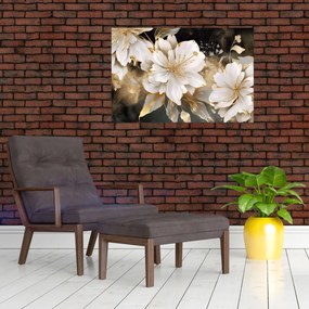 Tablou - Flori în aur (90x60 cm)