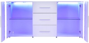 Comodă modernă cu lumini LED multicolore, Alb | Aosom Romania
